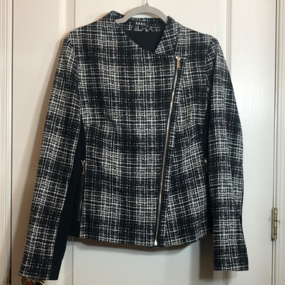 DKNY Plaid Moto Jacket